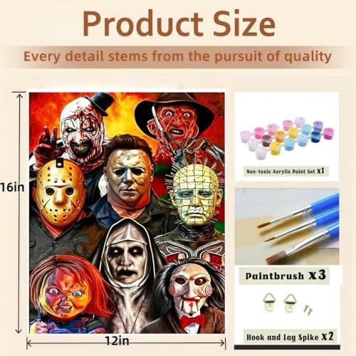 VIGEGU Horror Paint by Numbers Kit for Adults Beginner 12x16 Inch