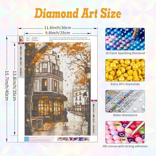 Landscape Diamond Art Kits for Adults Beginners 12x16 in, DIY Craft Gift
