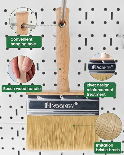 Voomey 5in Limewash Paint & Deck Stain Brush Applicator for Wood Fence