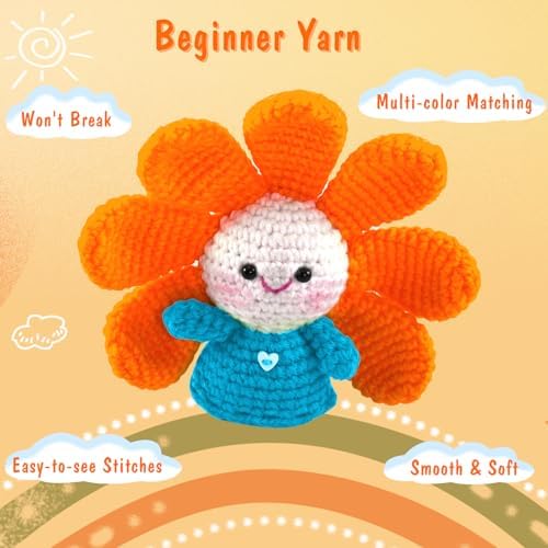 8x50g Cotton Yarn for Crocheting, Multicolor Beginners Crocheting Kit Gifts