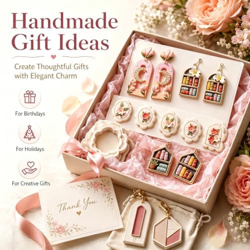 11Pcs Floral Moon Bookshelf Clay Mold Set for Earring Making
