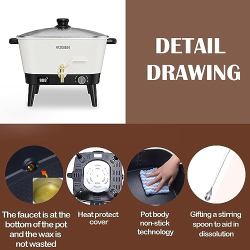 VOISEN Wax Melter for Candle Making,8Qts Candle Wax Melting Pot with Spout