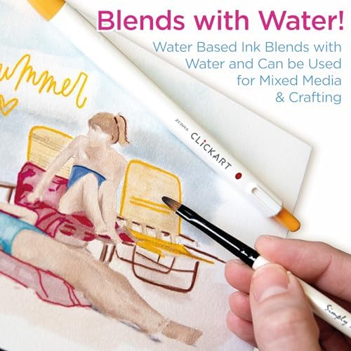 Zebra Pen CLiCKART No Bleed Felt Tip Pen, Deep Sea Ink, 0.6mm, 6-Pack