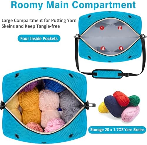 IBFUN Crochet Yarn Knitting Bag Organizer for Knit Accessories Hooks