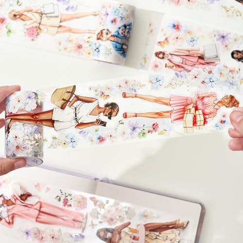 WT Wide PET Tape, Perfect for Scrapbooks, Junk Journals, Flower Girls Decorative Tape, Bloom & Vogue Tape, Transparent Clear Adhesive, Journal Scrapbook Bujo Planner DIY Craft Supplies(Single Roll)