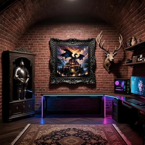 Acelii Dragon Castle 5D Diamond Painting Kits for Adults Beginners | DIY Full Round Drill Diamond Art Kits,Paint by Diamonds Dots Gem Art Crystal Easy,Home Wall Decor 13.78X13.78 Inch