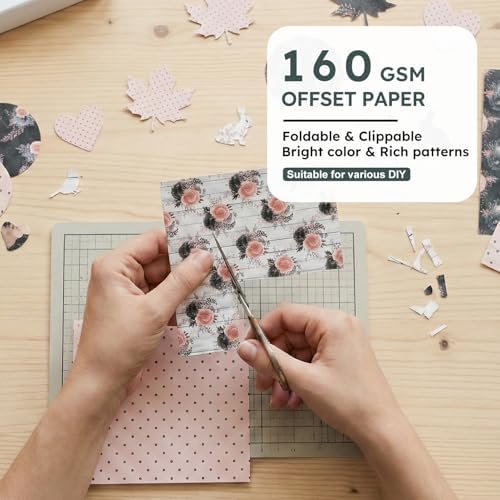 24 Sheets 6in Flowers Scrapbook Paper Pad - Double Sided Aesthetic Design Patterns Decorative for DIY Crafts Photos Album Travel Journaling Supplies Collage Card Wedding Gifts Wrapping