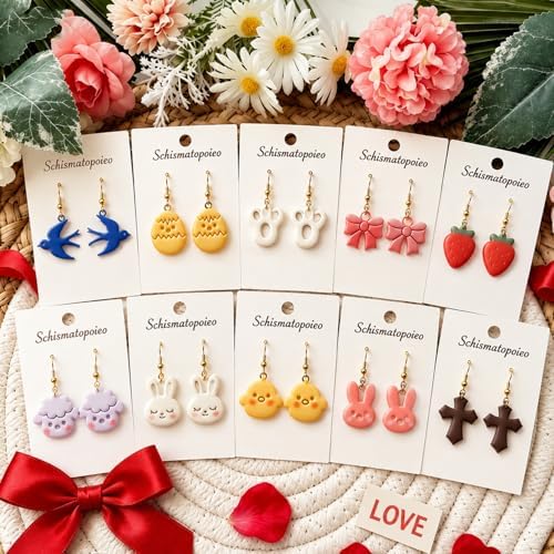 Easter Farm Clay Cutter Set for Polymer Clay Earrings – 11PCS Easter Animal & Spring Shape Cutters for DIY Jewelry Making, Earrings, Charms & Crafts