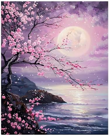 bleihum Paint by Numbers Kit for Adults Cherry Blossom 16x20inch