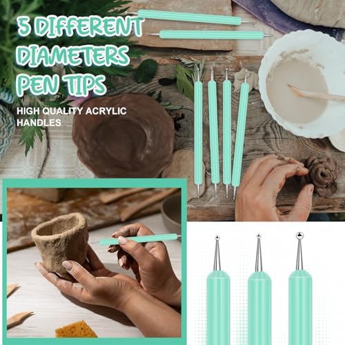 Ashmacdo 20 Pcs Dotting Tools for Painting,Ball Embossing Tool Tracing Stylus for Transfer Paper Drawing Nail Art