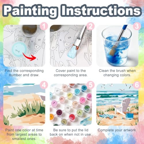 Kalonyth Beach Framed Paint by Numbers Kit for Adults Beginner 8x12 inch