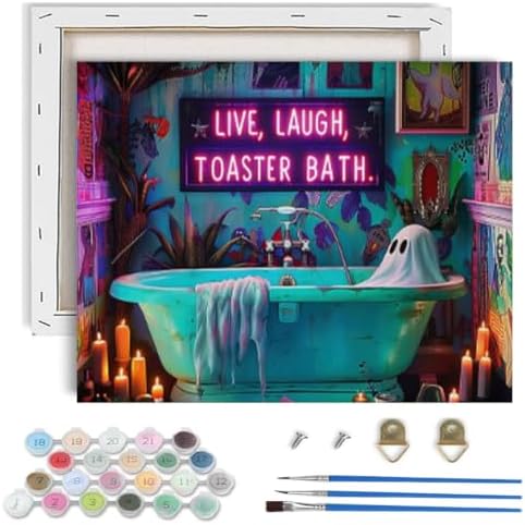 Halloween Paint by Numbers Kit for Adults,Ghost Paint by Number With Frame
