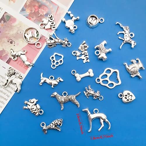 WOCRAFT 120pcs Antique Silver Dog Charm for Jewelry Making Alloy Pet Dog Puppy Charms for DIY Crafts (SN009)