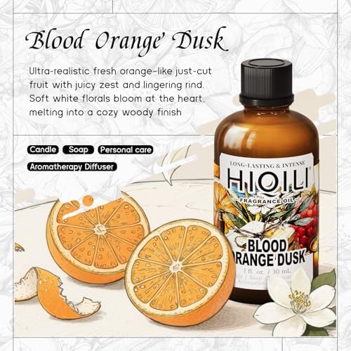 HIQILI Blood Orange Dusk Fragrance Oil for Diffuser, Candle & Soap
