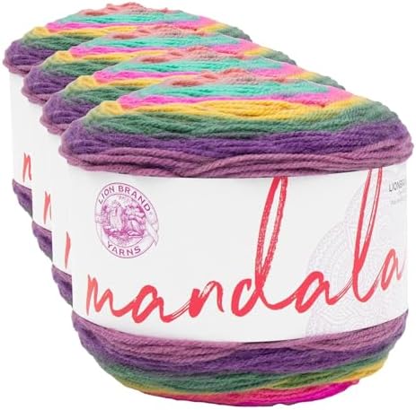 Lion Brand Yarn Mandala, Multicolor Yarn for Knitting, Crochet and Crafting, Mantis, 4 Pack