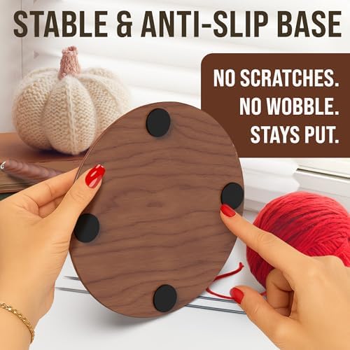 BARVA 2 in 1 Upgraded Table Chunky Yarn Holder 22 Lb & Mini Wristlet Spinner | Bracelet Spindle On the Go for Travel & Car | Wood Crochet Accessories | Compact Fiber Tools | Top Crafts Gifts for Women