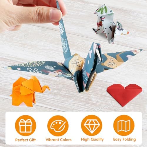 Pigipigi Kids 160 Pcs Origami Paper Kit,Arts and Crafts for Kids Ages 5-12 | Beginners Origami Kit,Step-by-Step Guiding Book, DIY Craft Birthday Gift for Boys Girls ages 5-12