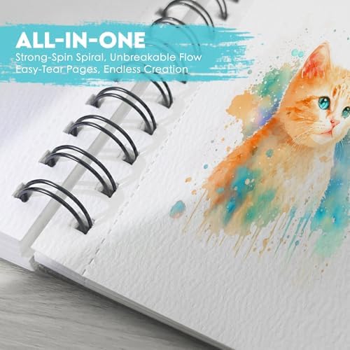 KOVIEDE 100% Cotton Watercolor Paper Pad 5.5"x8.5" 30 Sheets