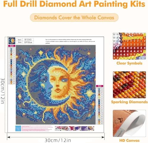 Axquilon Sun and Moon Diamond Art Painting Kits for Adults 12x12in