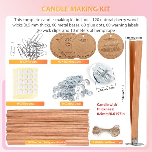 Cherry Wood Candle Wicks Set - Long Lasting Flame, 120 PCS
