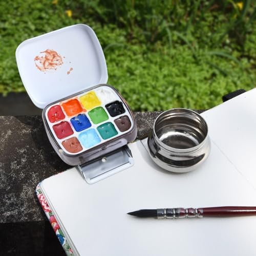 Portable Travel Watercolor Palette, Mini Metal Tin Box,12-Well Empty Tins