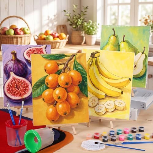 Sherr 140 Pcs 20 Set Pre Drawn Canvas Painting Kit, Fruit