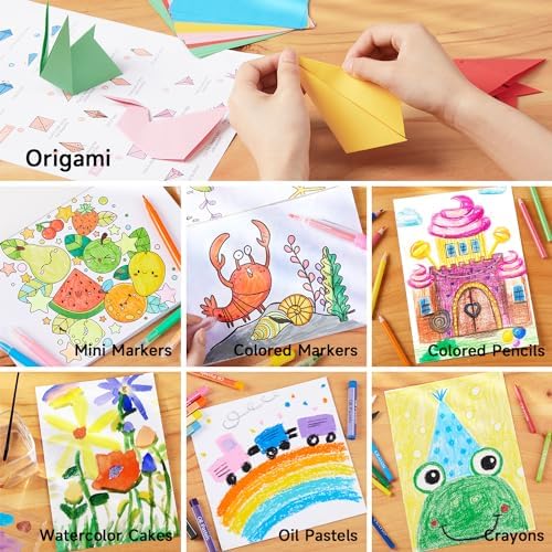 Shuttle Art 335 Piece Kids Art Set, Multi-Media Art Supplies, Gift Art Kit with Trifold Easel, 2 Drawing Pads, 2 Coloring Books, Oil Pastels, Crayons, Watercolors, Markers, Colored Pencils (Pink)