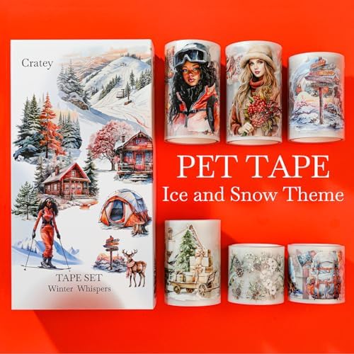 Winter PET Washi Tapes for Journaling, Scrapbooking & Crafting. Cut & Use as Christmas Ice Theme Stickers in Your Junk Journals, Crafts, or Planners