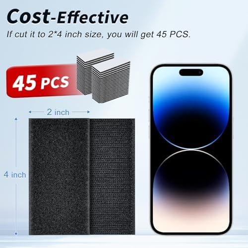 2 Inch x 15Ft Hook and Loop Strips with Adhesive, Double Sided Self Adhesive, Nylon Self Tape for Home Office School and Crafting