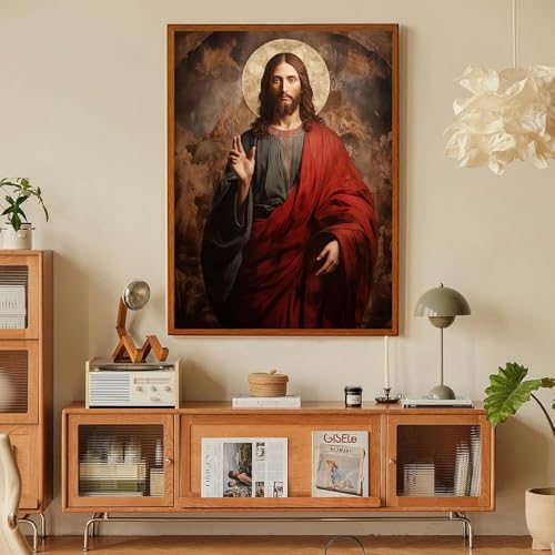 Jesus Paint by Numbers Kit for Adults Framed Canvas 12X16 in, Frameworkless