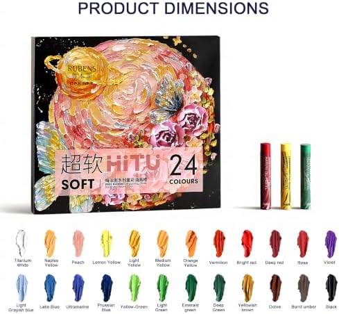 rubens 24 Colors Soft Oil Pastels, Creamy & Easy Blending
