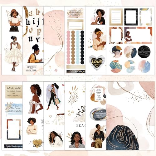 Black Girl Stickers Book - Planner Stickers, Journaling Sticker Decals
