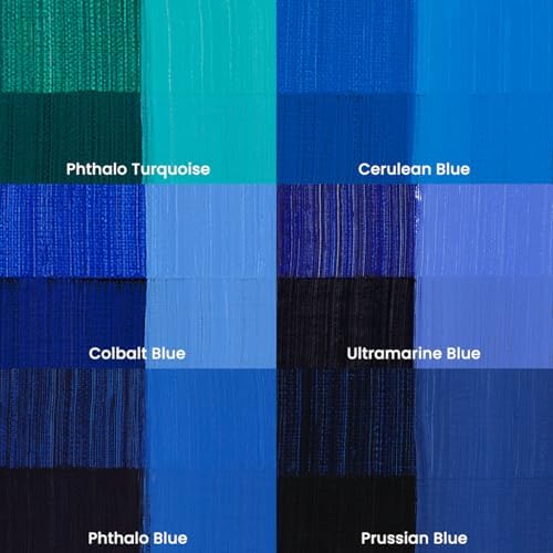 Soho Urban Artist Oil Paint Blues Set of 6-50 mL Tubes, Triple-Milled Oils with Refined Linseed - Smooth Application, True Color Mixes, Ideal for Brushes & Palette Knives