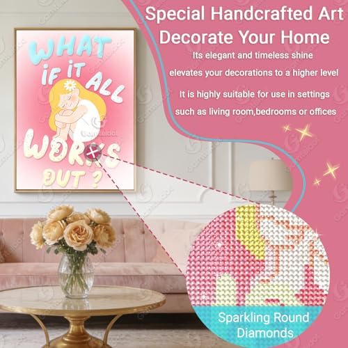 Gamteldot Pink Diamond Art Inspirational Diamond Painting,12x16in