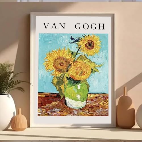 VeGuude Diamond Art Kits for Adults, Full Drill Van Gogh Sunflowers Diamond Painting Kits for Beginners, DIY Full Rhinestone 5D Diamond dots (Gemstone Craft), Home Wall Decoration (12x16 inch)