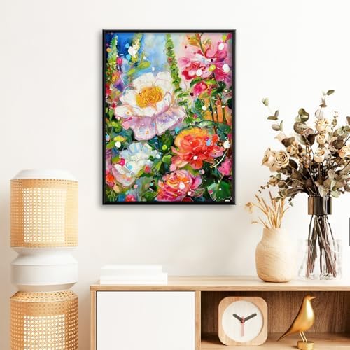 Flowers Diamond Art Kits for Adults Beginners 12x16 in, DIY Craft Gift