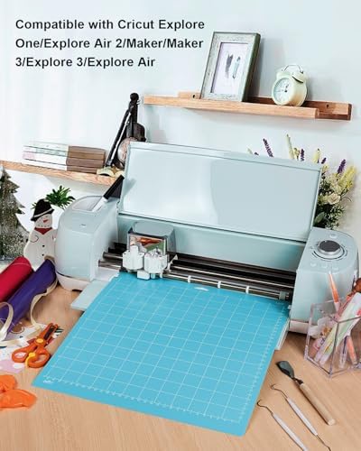 Gwybkq Cutting Mat, Compatible With Cricut Maker 3/Maker/Explore 3/Air 2/Air/One 12 Pack 12x12 Adhesive Sticky Light Cut Mats Replacement Accessories Quilting Scrapbooking & Stamping Supplies Blue