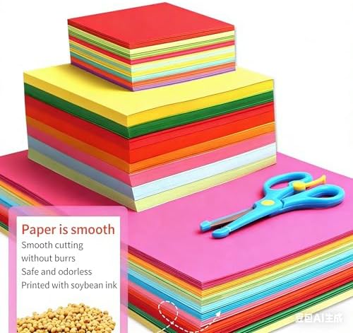 A4 Colored Origami Paper 100 Sheets - 10 Vibrant Colors Premium Craft Paper, Smooth Non-Toxic Paper for DIY Crafts, Scrapbooking, School Projects & Art Making