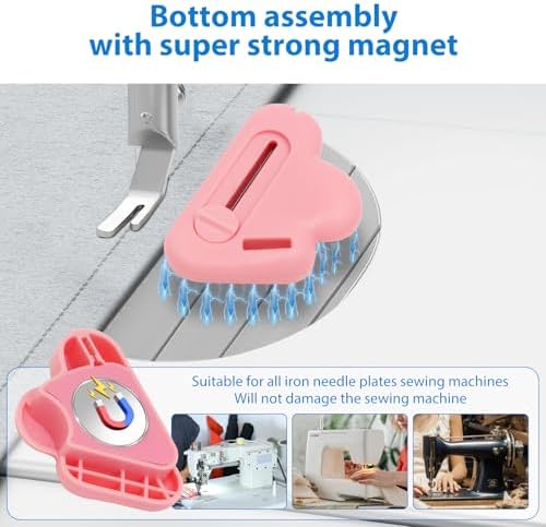 3Pcs Magnetic Seam Guide for Sewing Machine with Seam Rippers, Multifunctional Hemmer Guide with Scale, Stitch Remover Tool, Universal Sewing Accessories and Supplie