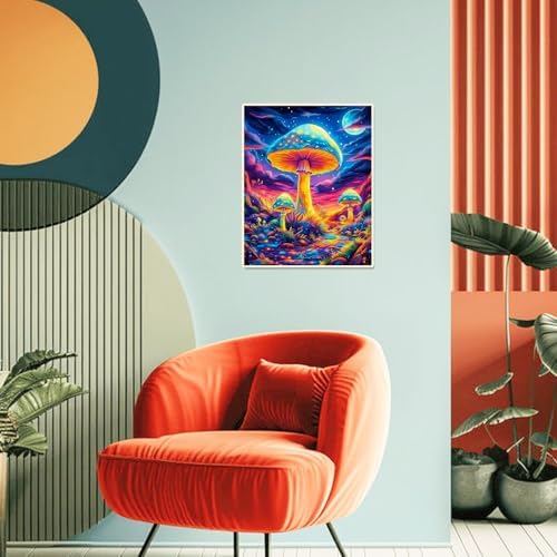 obterie Mushroom Paint by Numbers Kit for Adults Beginner Trippy Oil Painting Kit Adult Paint by Number Kits on Canvas DIY Painting for Beginners Art by Numbers for Gifts Home Wall Decor 16x20 Inch