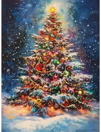 WCHUIMM Christmas Tree Diamond Art Kits for Adults, 5D DIY Christmas Diamond Painting for Adults Beginners, Diamond Dots Kits Gem Arts Crafts for Home Wall Decor 12x16 Inch(Christmas Tree)