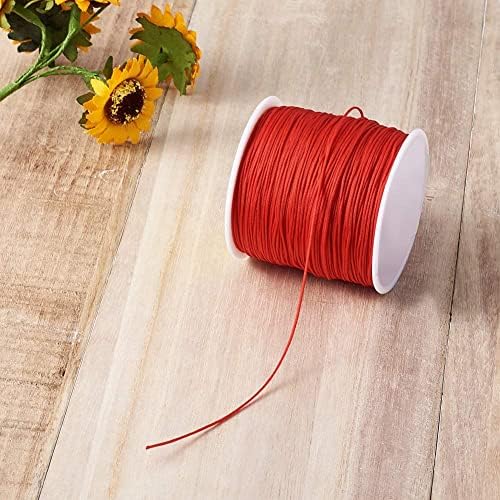 0.8mm Red Nylon Cord for Jewery Making, 100 Yards Kumihimo Bracelet String Red Beading Thread for Braided Ornament Lanyard Chinese Knot Macrame Craft