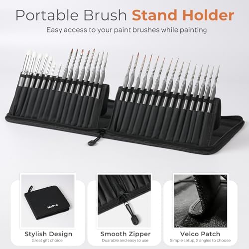 Nicpro 30 PCS Miniature Paint Brushes & Dry Brush, Model Paint Brush Set