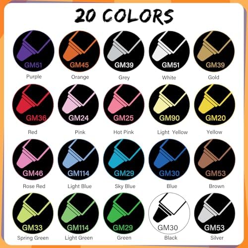 Acrylic Paint Pens Markers, 20 Colors Dual Tips Waterproof Paint Markers