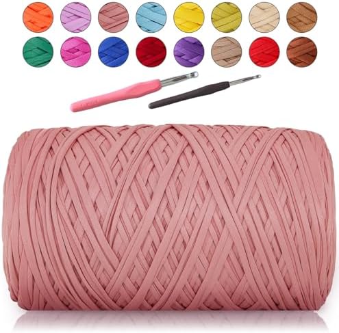 MESTOON 1000g T-Shirt Yarn Soft Elastic Crochet Shrimp Pink