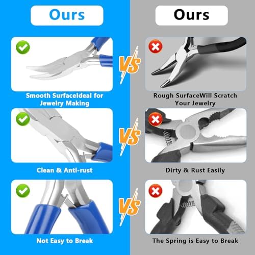 Bent Nose Pliers，Bent Chain-Nose for Crafting and Repair