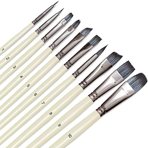 DUGATO Artist Paint Brushes Set 10pcs for Acrylic Oil Watercolor Gouache