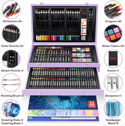 iBayam Art Case (150 pcs), Coloring Painting Art Kit, Travel Activity Set