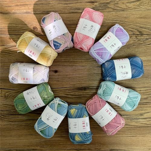 Fine Knitted and Crocheted Cotton Yarn, 100% Long Staple Cotton Yarn Multicolour Gradient Yarn, Infant Sports, 2 Packages 100 g/3.52 oz (50 g/162 yds per Strand) - sc03