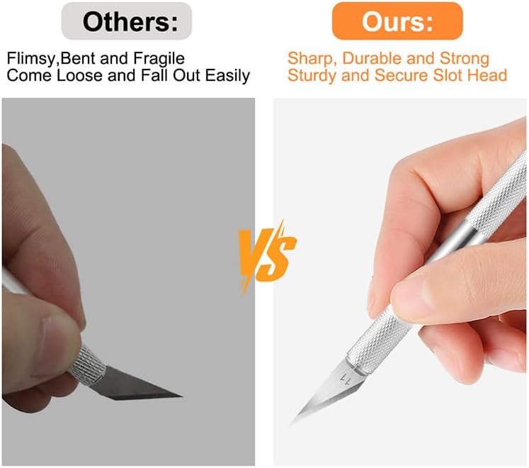 2PCS Craft Knife Hobby Knife with 60PCS Spare Exacto Knife Blades #11, Cutting Mat (A4), A Ruler, HEADLEY TOOLS Precision Exacto Knife Set Ideal for Crafting, Scrapbooking, Arts, DIY, Stencil, Carving
